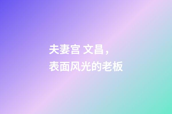 夫妻宫 文昌，表面风光的老板-第1张-观点-玄机派
